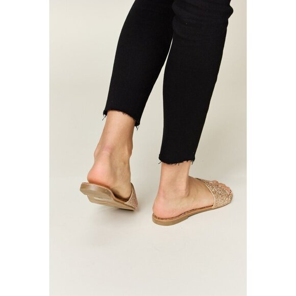 WILD DIVA Rhinestone Open Toe Flat Sandals - Picture 5 of 6